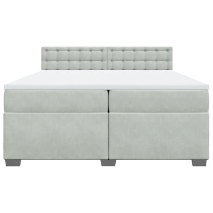 Boxspring met matras fluweel lichtgrijs 200x200 cm
