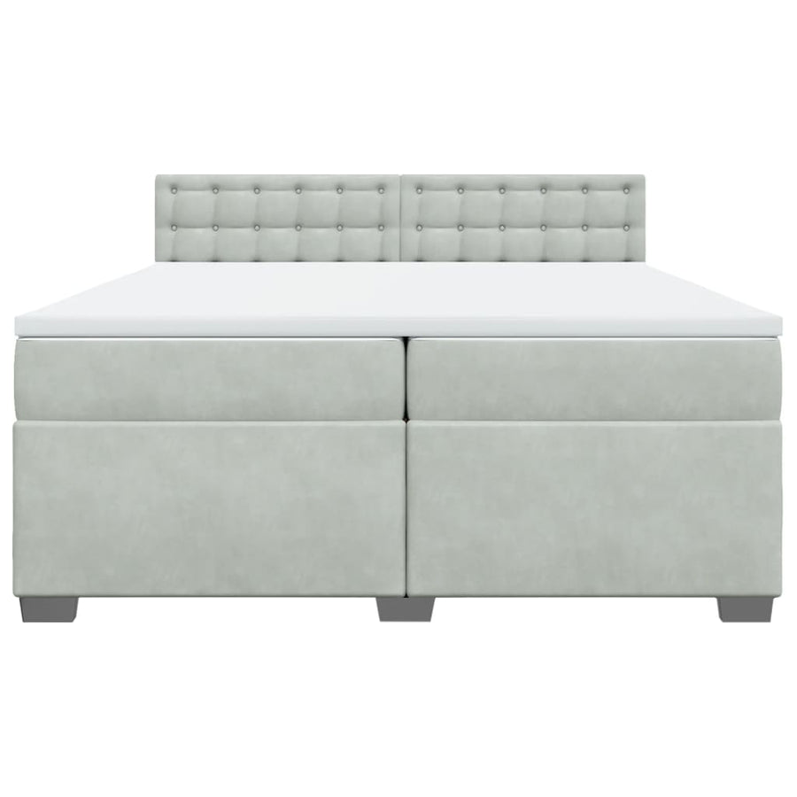 Boxspring met matras fluweel lichtgrijs 200x200 cm