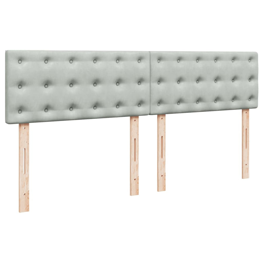 Boxspring met matras fluweel lichtgrijs 200x200 cm