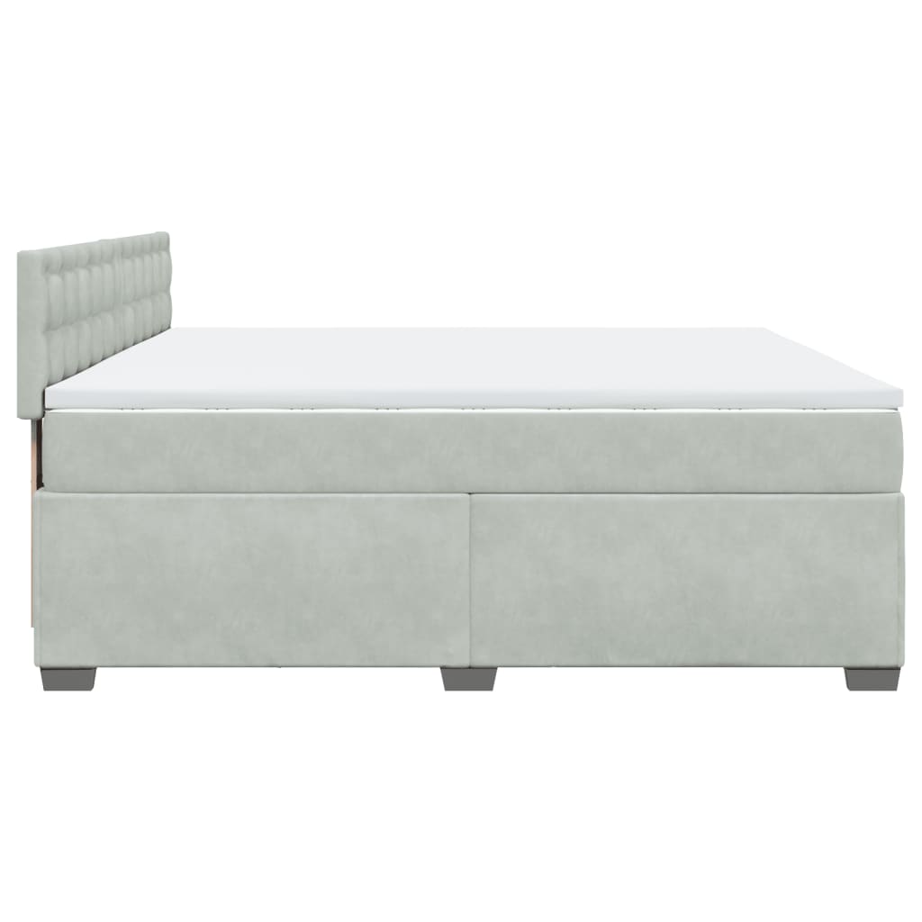 Boxspring met matras fluweel lichtgrijs 200x200 cm