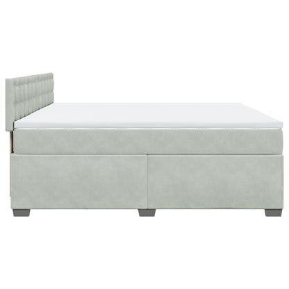 Boxspring met matras fluweel lichtgrijs 200x200 cm