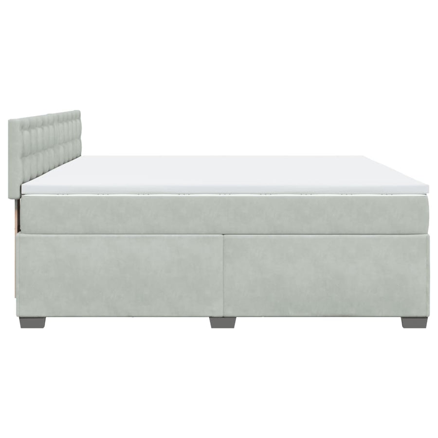 Boxspring met matras fluweel lichtgrijs 200x200 cm