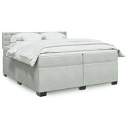 Boxspring met matras 200x200 cm lichtgrijs fluweel