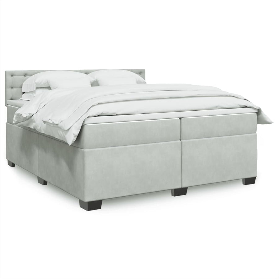 Boxspring met matras fluweel lichtgrijs 200x200 cm