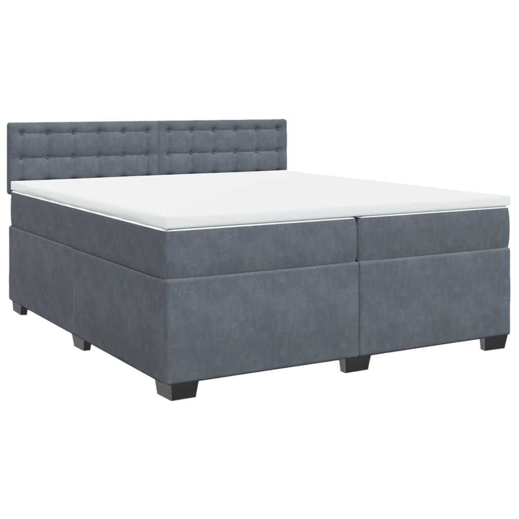 Boxspring met matras fluweel donkergrijs 200x200 cm