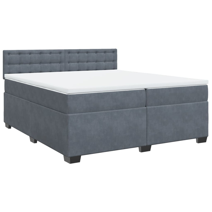 Boxspring met matras fluweel donkergrijs 200x200 cm