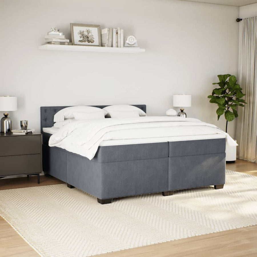 Boxspring met matras fluweel donkergrijs 200x200 cm