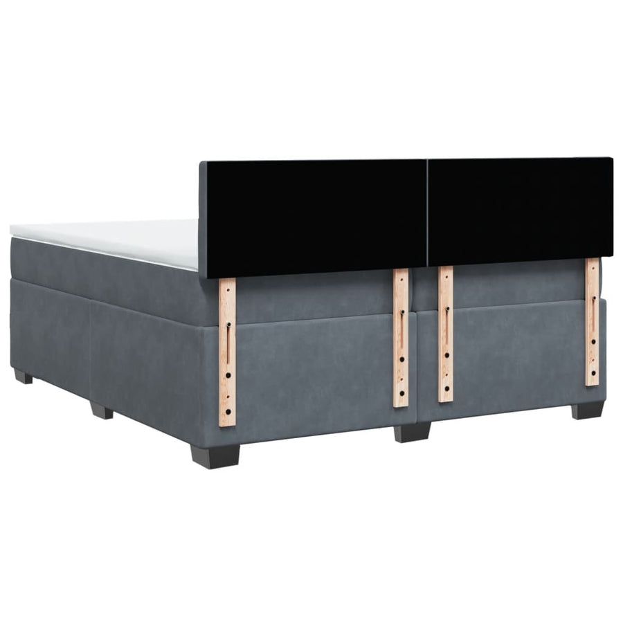Boxspring met matras fluweel donkergrijs 200x200 cm
