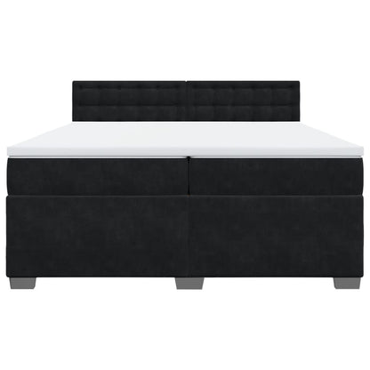 Boxspring met matras fluweel zwart 200x200 cm