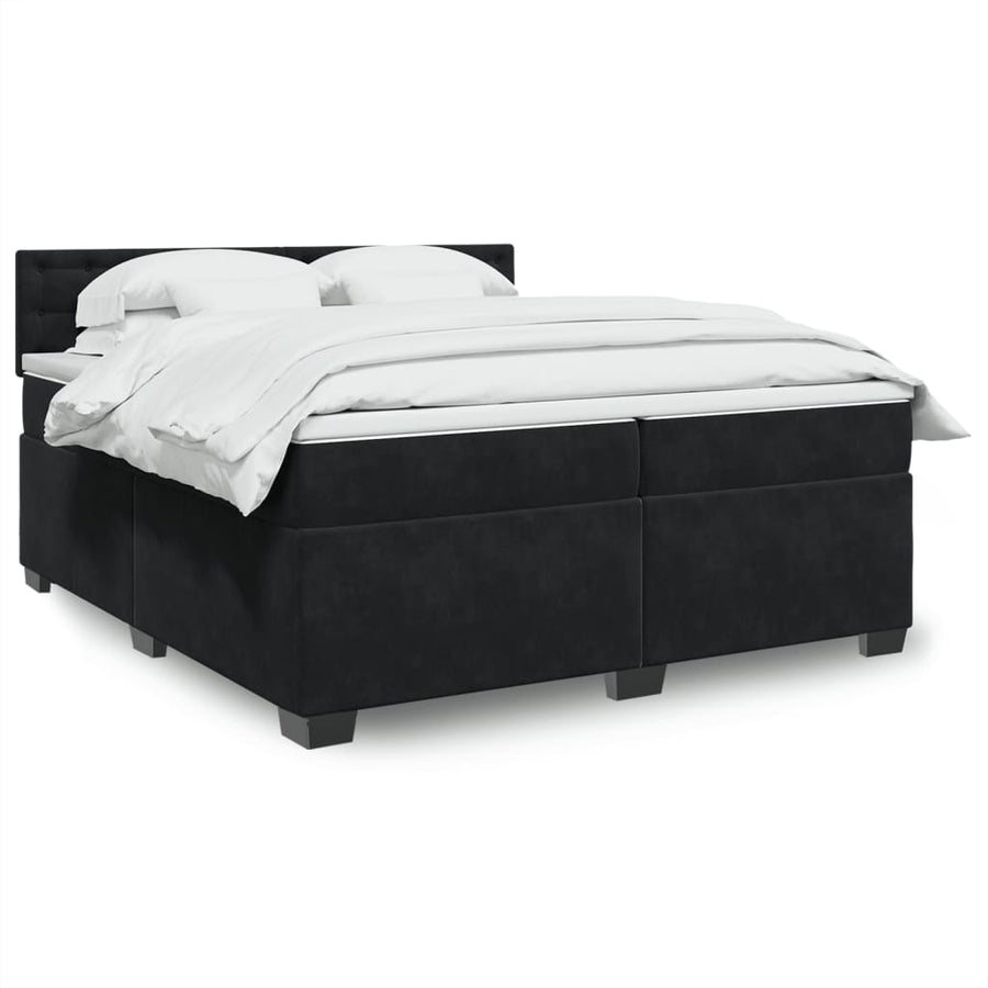 Boxspring met matras fluweel zwart 200x200 cm