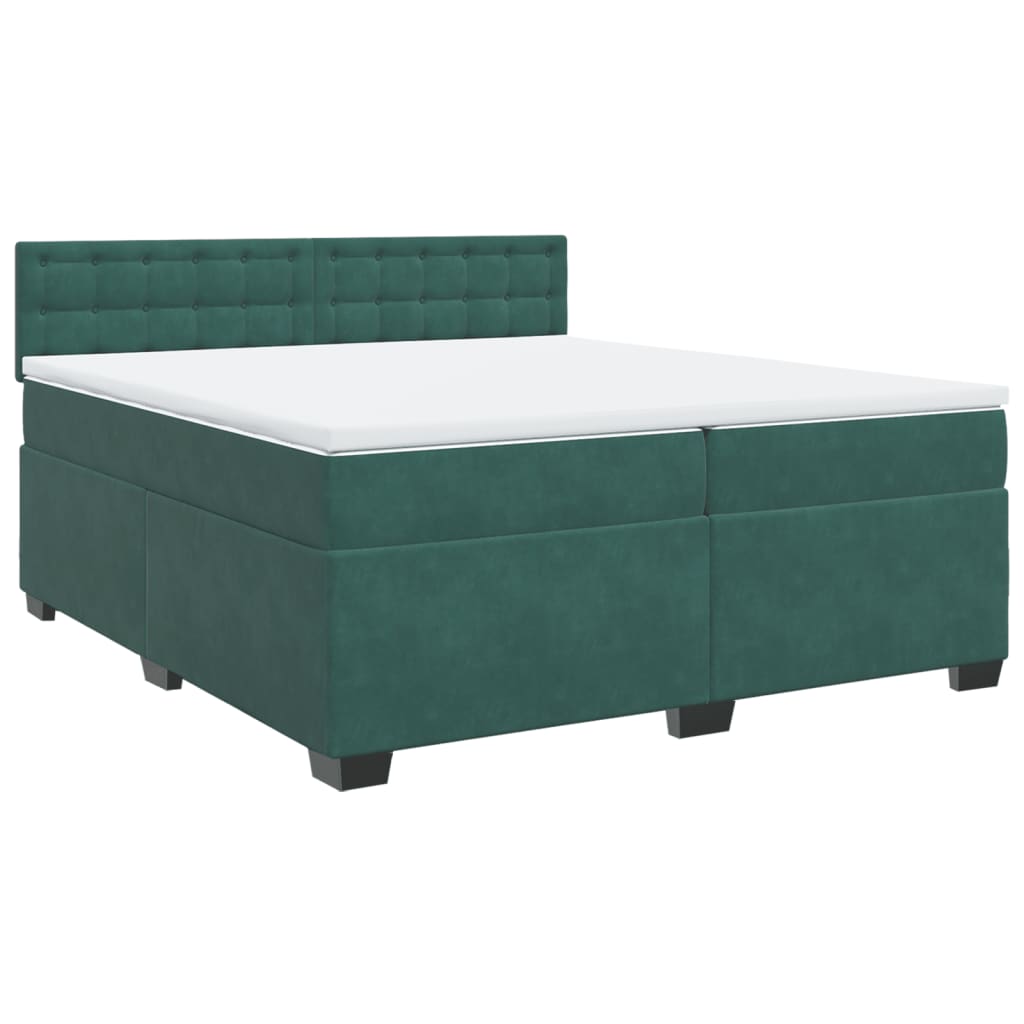Boxspring met matras fluweel donkergroen 200x200 cm