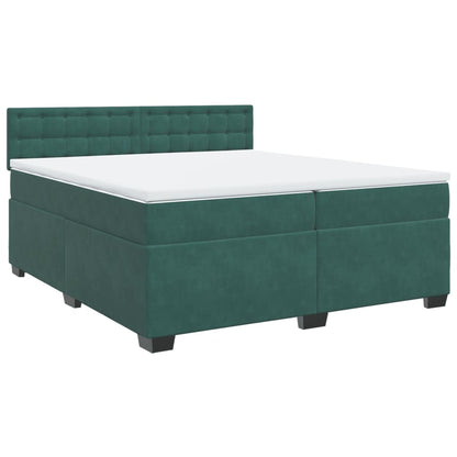 Boxspring met matras fluweel donkergroen 200x200 cm