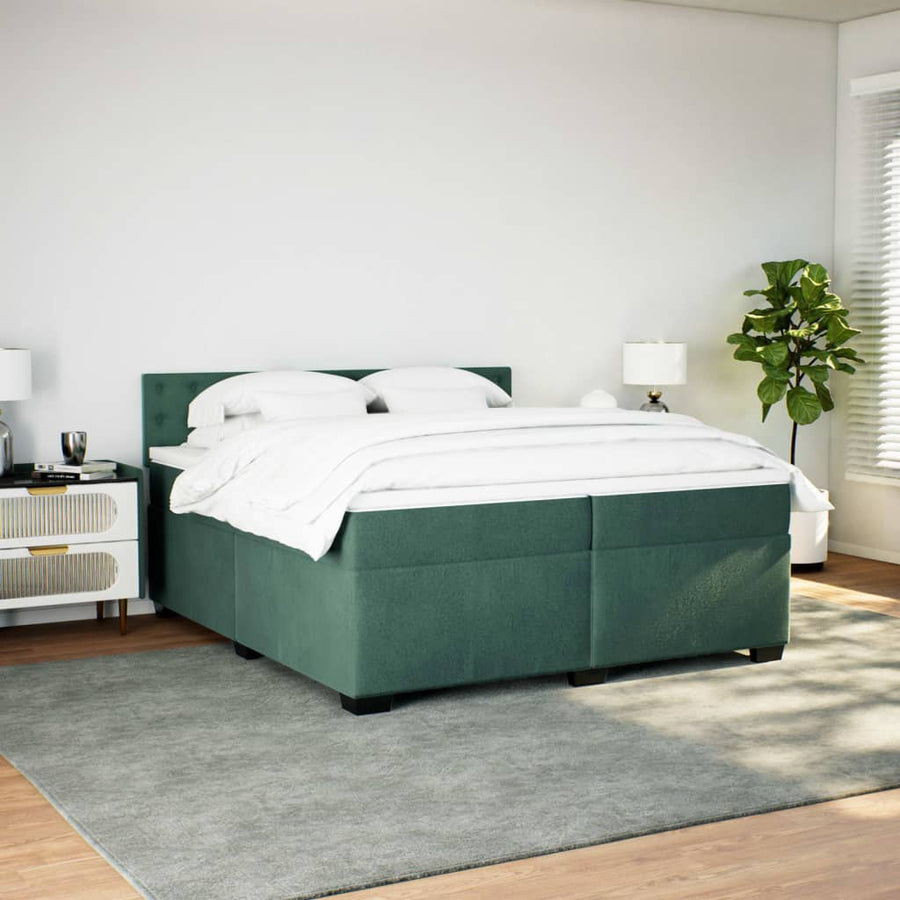 Boxspring met matras fluweel donkergroen 200x200 cm