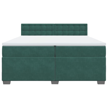 Boxspring met matras fluweel donkergroen 200x200 cm
