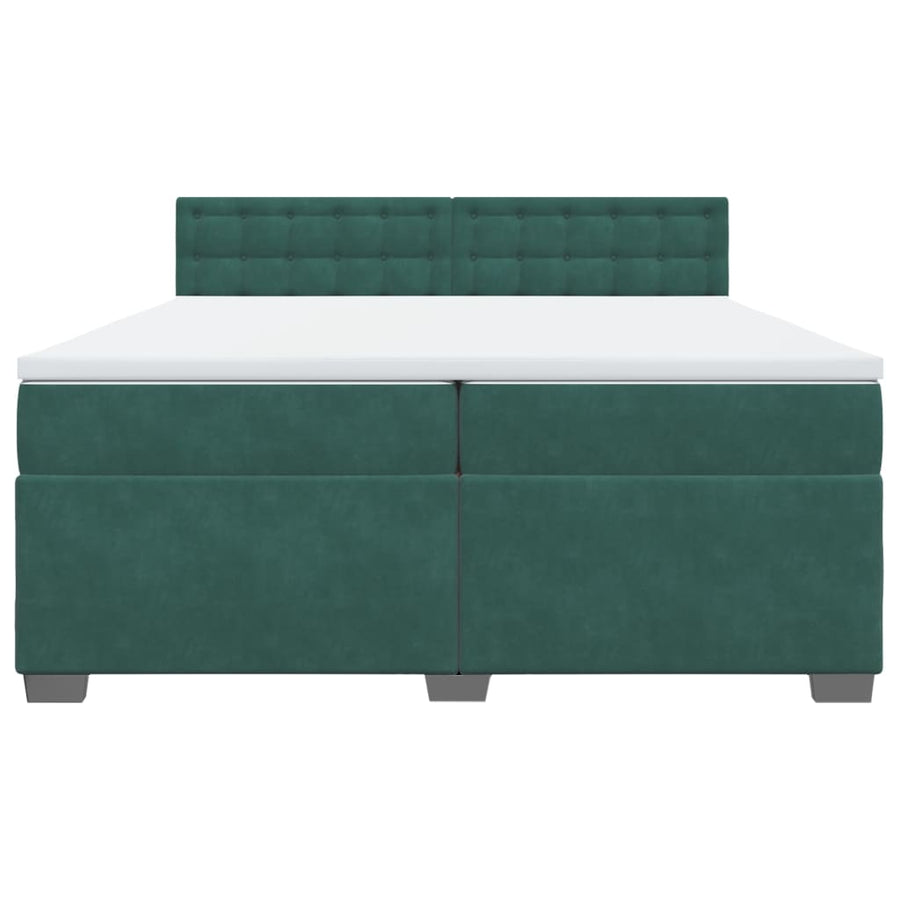 Boxspring met matras fluweel donkergroen 200x200 cm