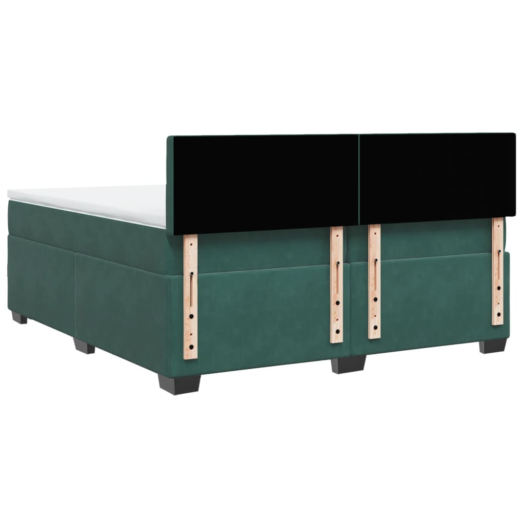 Boxspring met matras fluweel donkergroen 200x200 cm