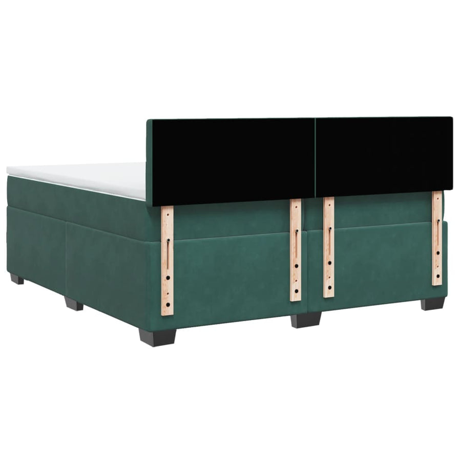 Boxspring met matras fluweel donkergroen 200x200 cm