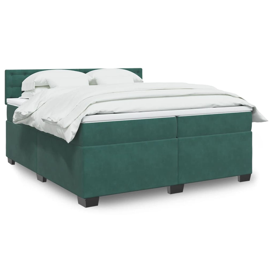 Boxspring met matras fluweel donkergroen 200x200 cm