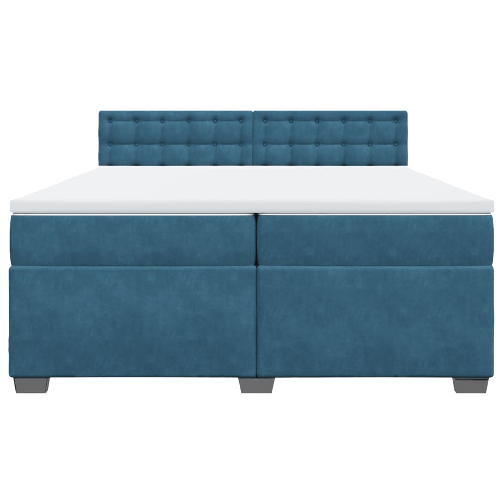 Boxspring met matras fluweel blauw 200x200 cm