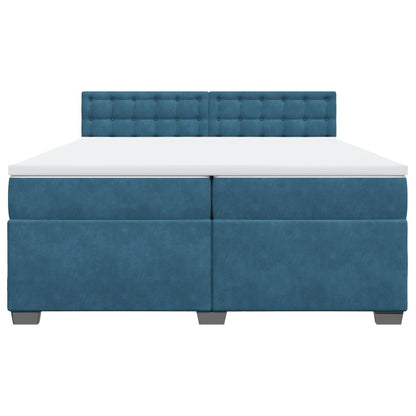 Boxspring met matras fluweel blauw 200x200 cm