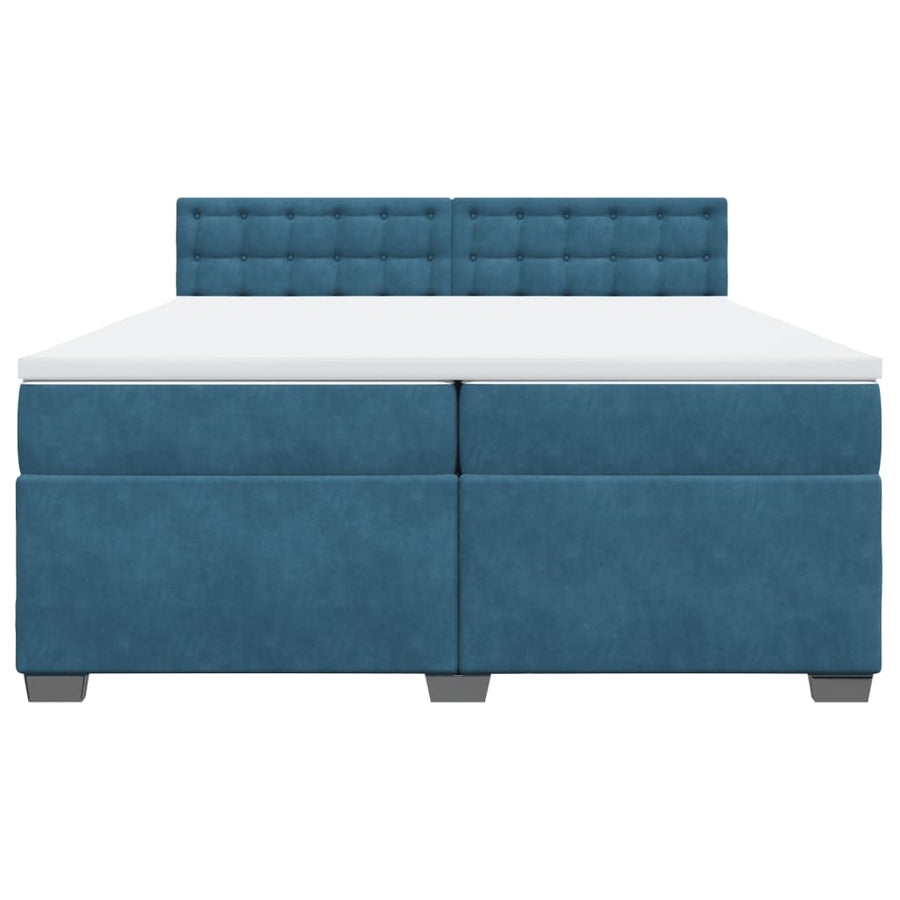Boxspring met matras fluweel blauw 200x200 cm