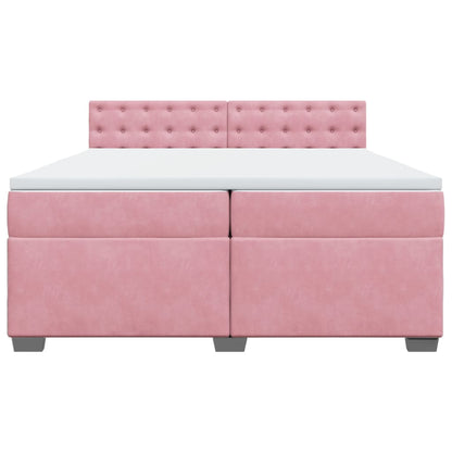 Boxspring met matras fluweel roze 200x200 cm