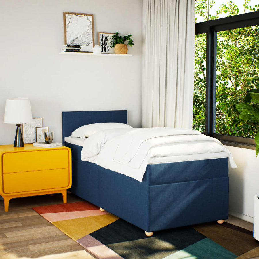Boxspring met matras stof blauw 80x200 cm