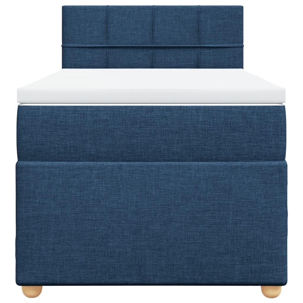 Boxspring met matras stof blauw 80x200 cm