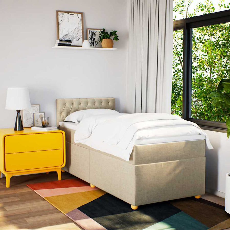 Boxspring met matras stof crèmekleurig 80x200 cm