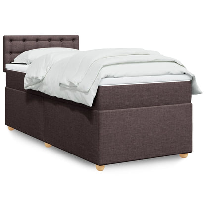 Boxspring met matras stof donkerbruin 80x200 cm