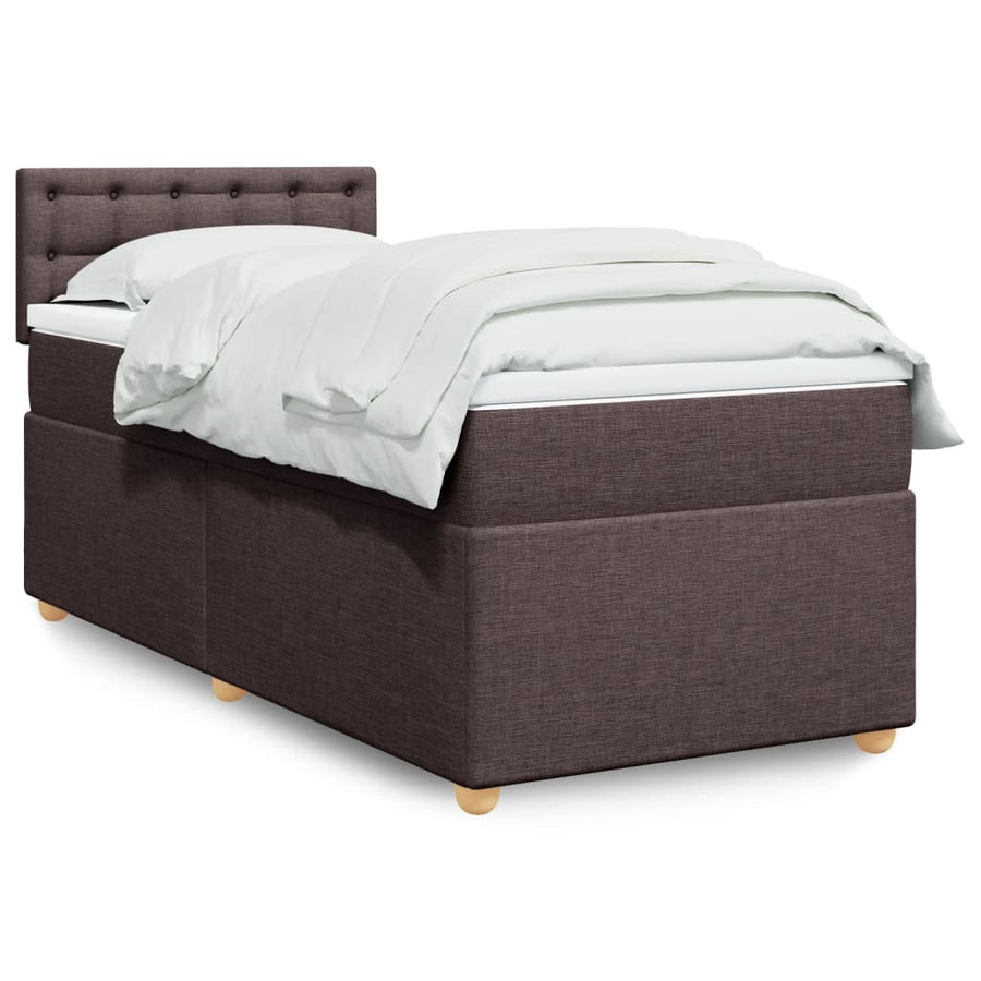 Boxspring met matras stof donkerbruin 80x200 cm