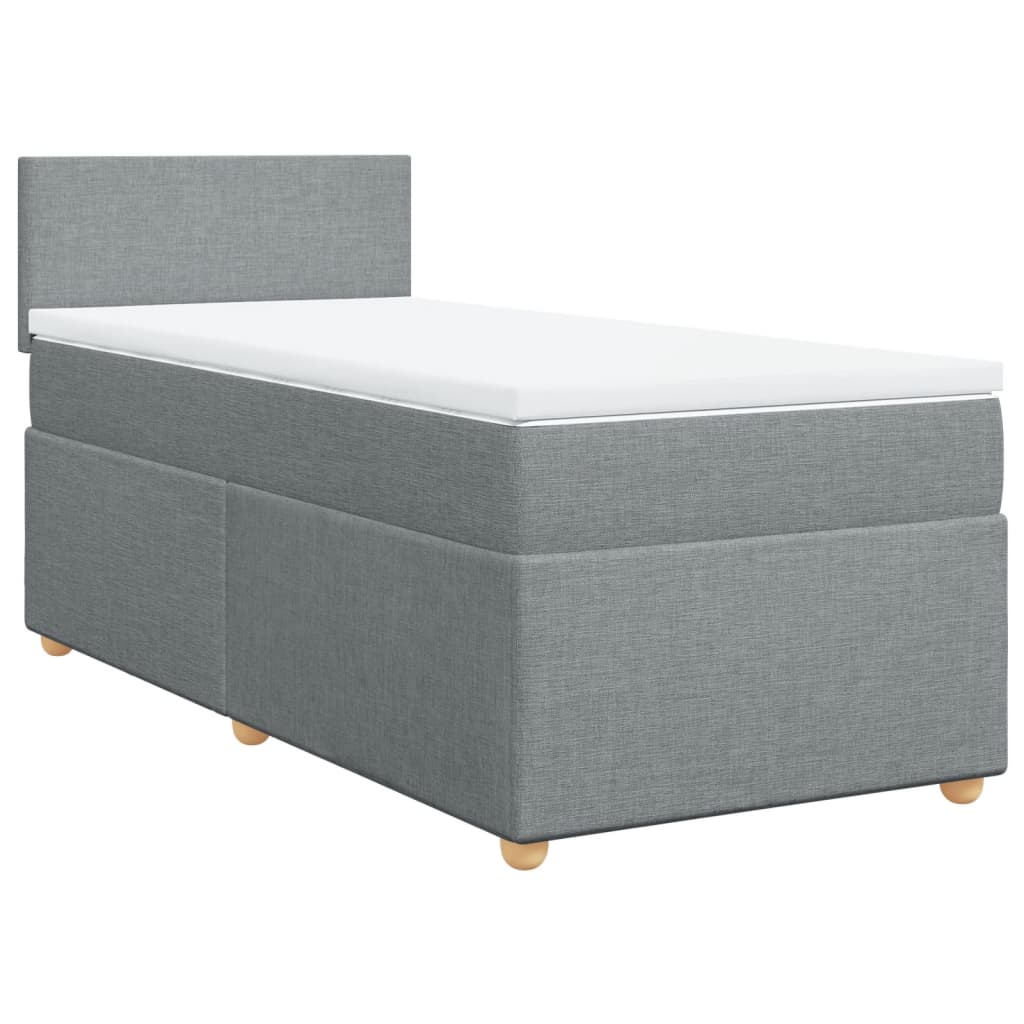 Boxspring met matras stof lichtgrijs 90x190 cm