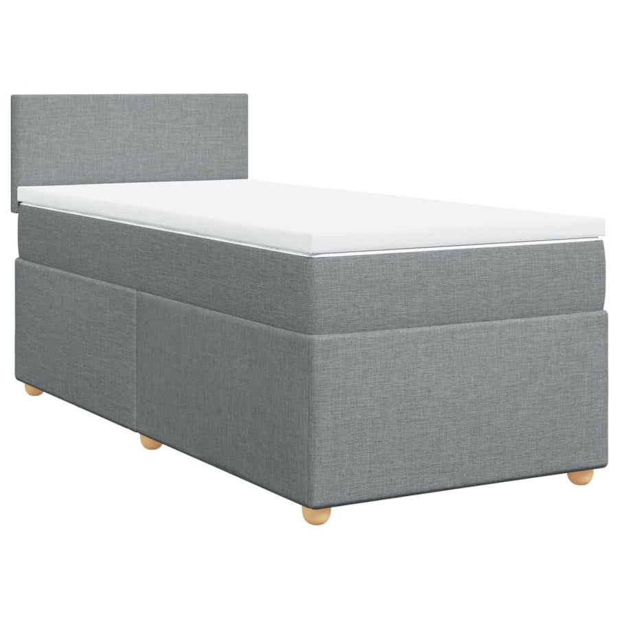 Boxspring met matras stof lichtgrijs 90x190 cm