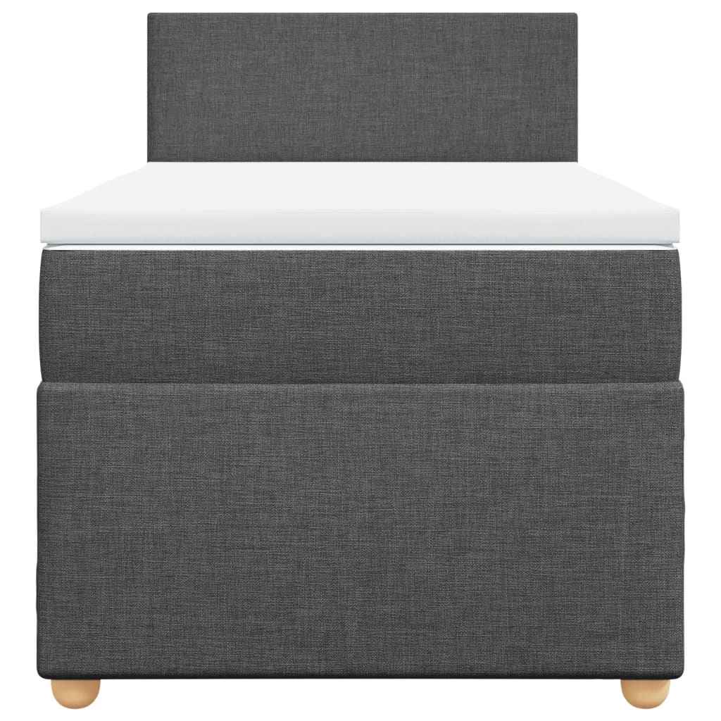 Boxspring met matras stof donkergrijs 90x190 cm