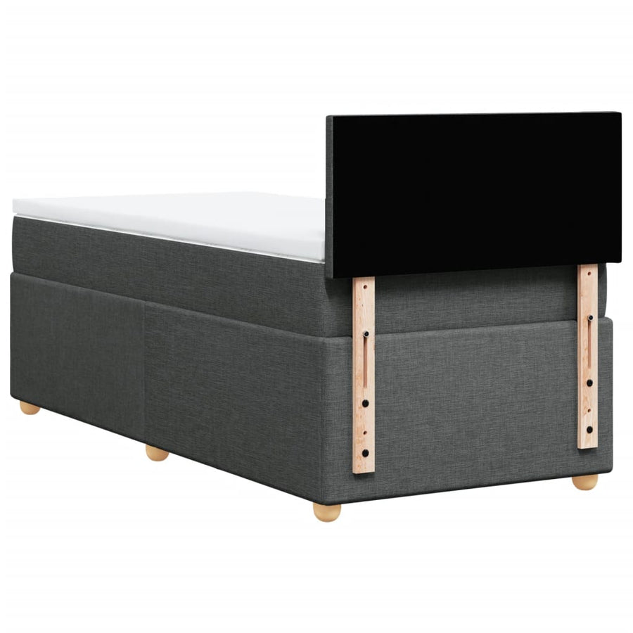 Boxspring met matras stof donkergrijs 90x190 cm