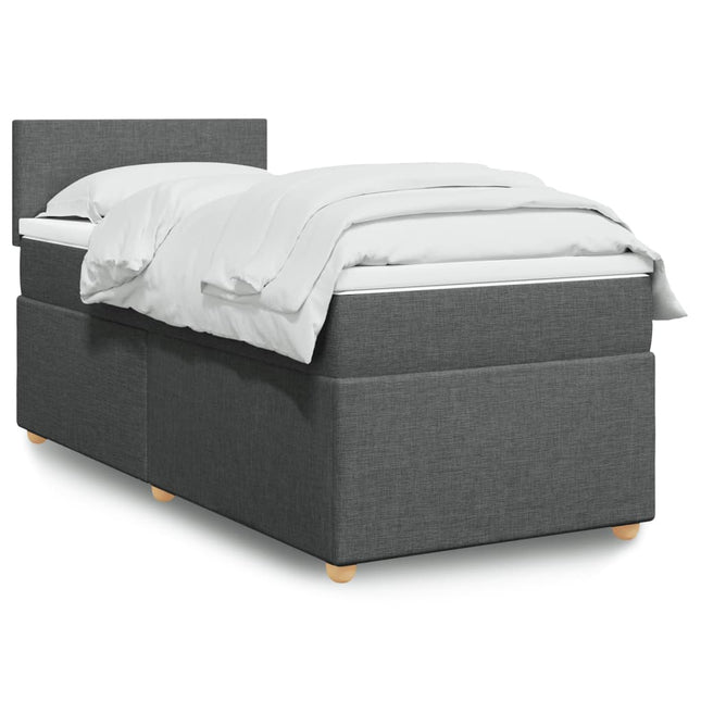 Boxspring met matras stof donkergrijs 90x190 cm