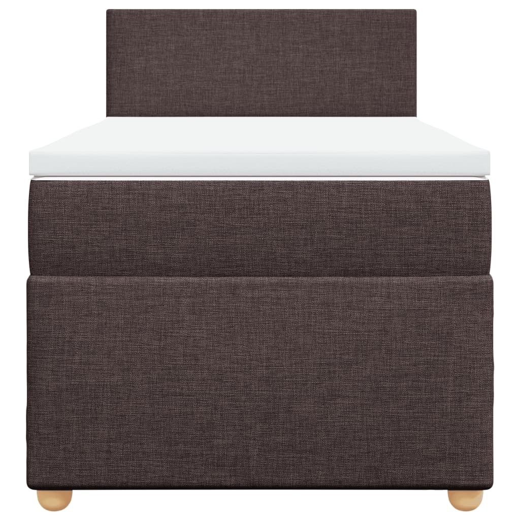 Boxspring met matras stof donkerbruin 90x190 cm