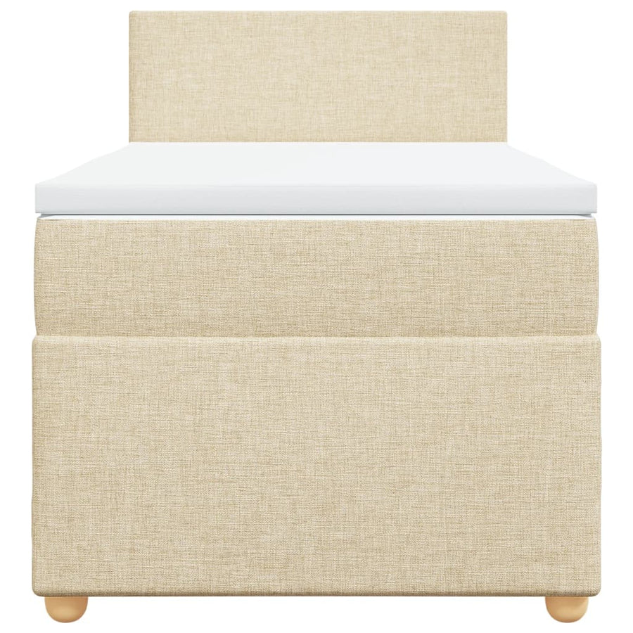Boxspring met matras stof crèmekleurig 90x190 cm