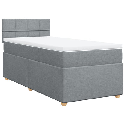 Boxspring met matras stof lichtgrijs 90x190 cm