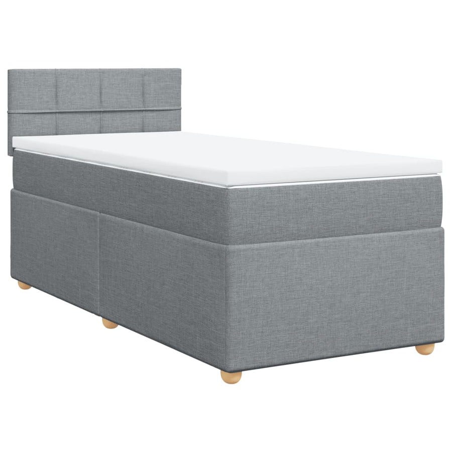 Boxspring met matras stof lichtgrijs 90x190 cm