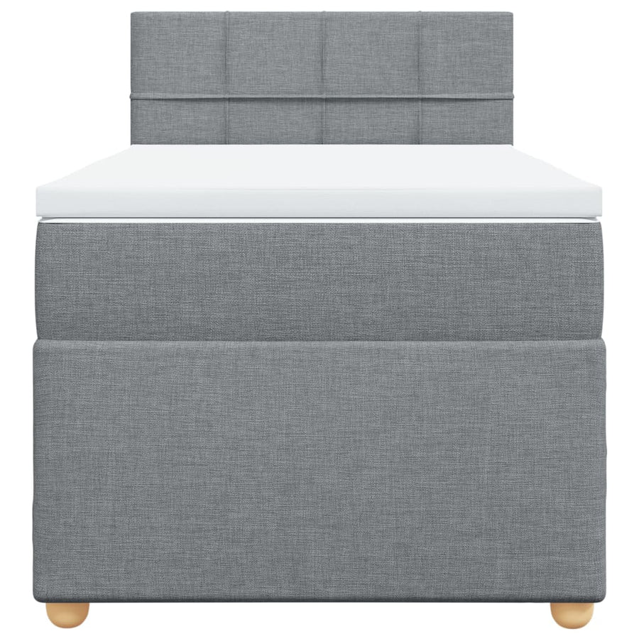 Boxspring met matras stof lichtgrijs 90x190 cm