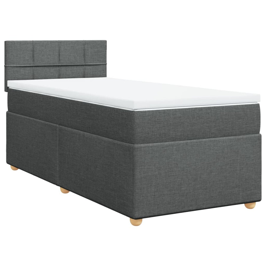 Boxspring met matras stof donkergrijs 90x190 cm