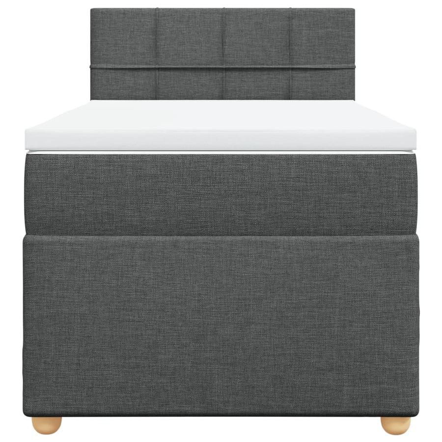 Boxspring met matras stof donkergrijs 90x190 cm