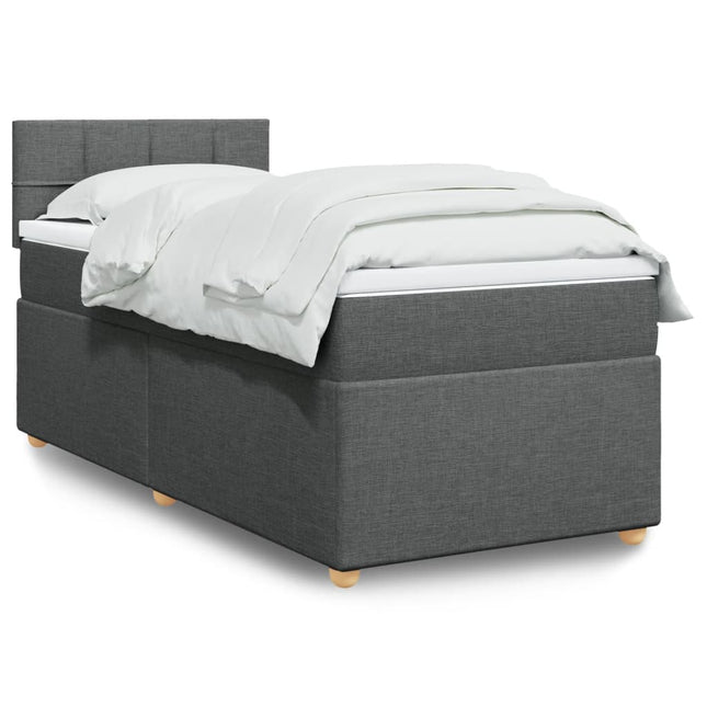 Boxspring met matras stof donkergrijs 90x190 cm