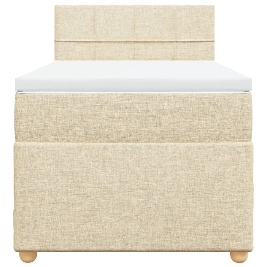 Boxspring met matras stof crèmekleurig 90x190 cm