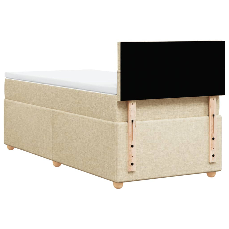Boxspring met matras stof crèmekleurig 90x190 cm