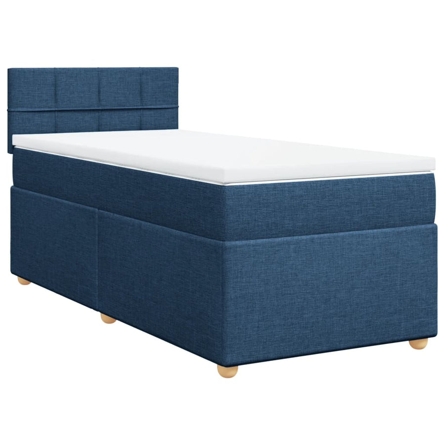 Boxspring met matras stof blauw 90x190 cm