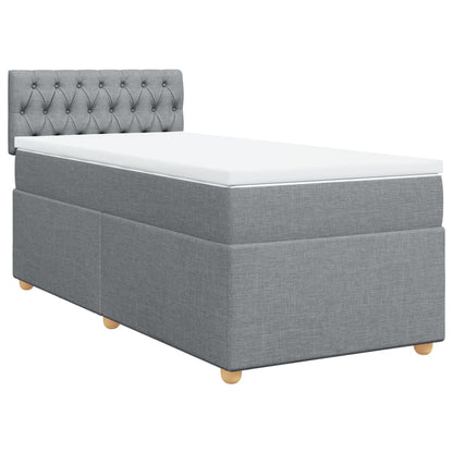 Boxspring met matras stof lichtgrijs 90x190 cm
