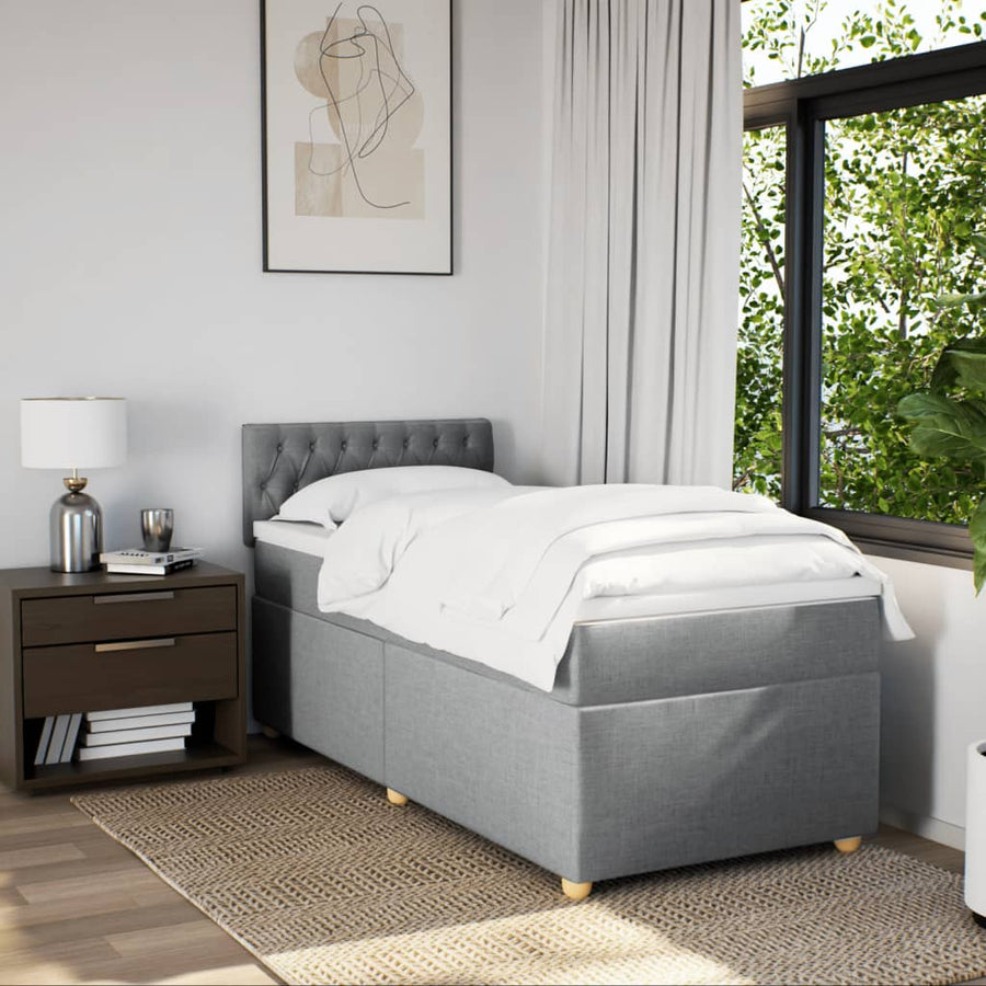 Boxspring met matras stof lichtgrijs 90x190 cm