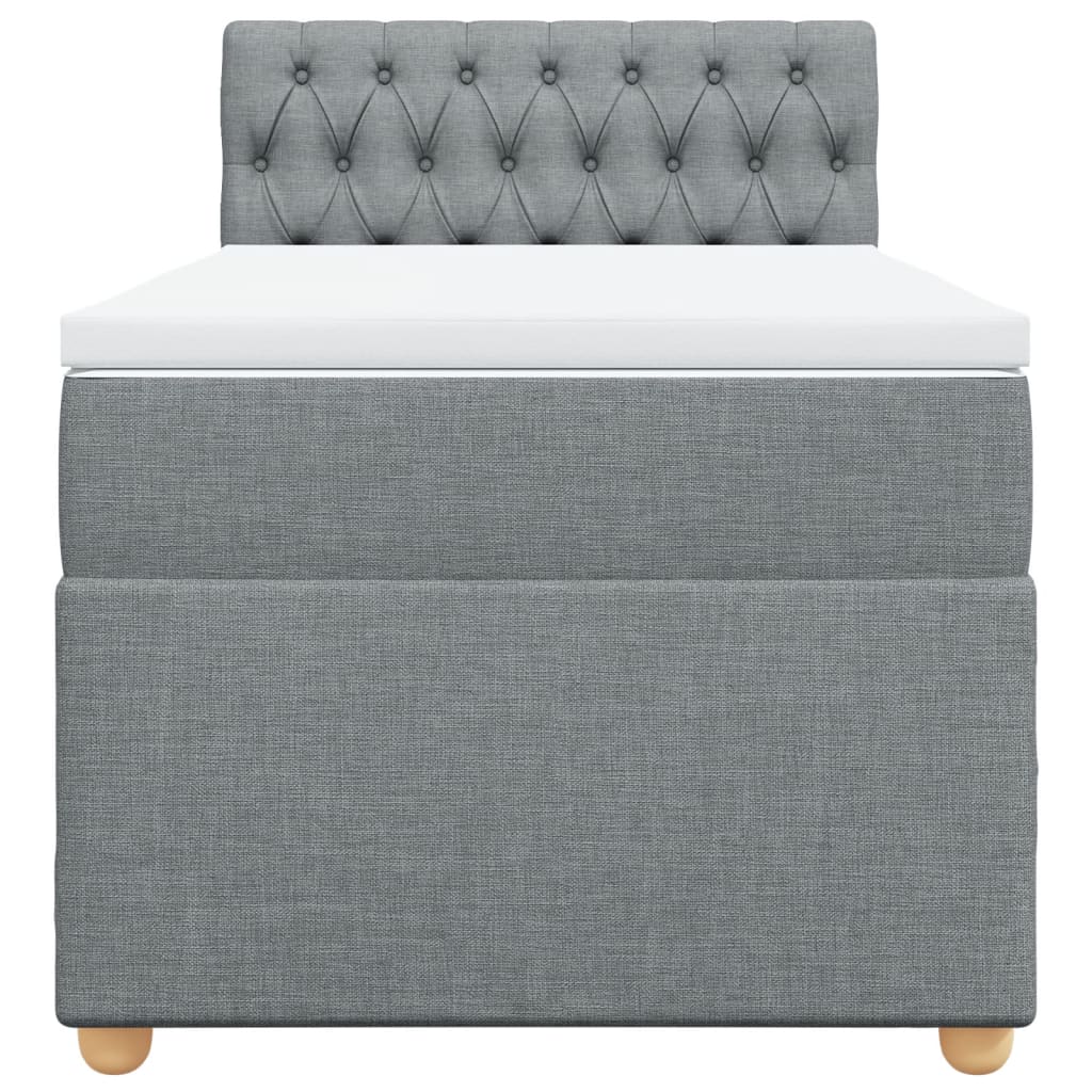 Boxspring met matras stof lichtgrijs 90x190 cm